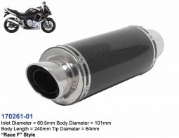 Motorcycle Exhaust Muffler Carbon Fiber for Kawasaki Suzuki Honda 170261-01