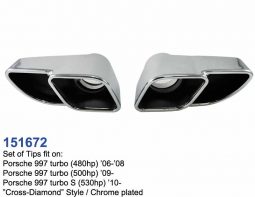 Exhaust tips s/steel Chrome plated tailpipe trims for Porsche 997 Turbo