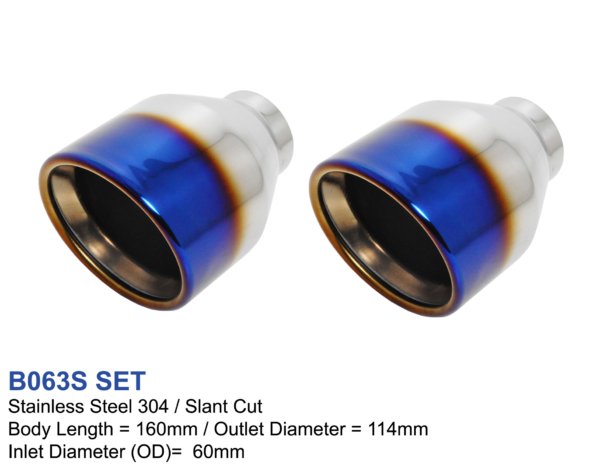 Exhaust Tips Tailpipe trims pair slant cut 114mm VW Golf R20 R32 MITSUBISHI EVO