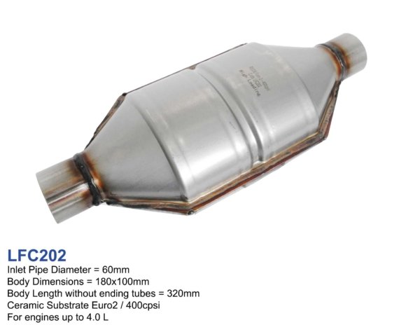 Ceramic Universal Catalytic Converter Oval CAT 400cpsi Euro2 2.3" / 60mm